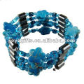 Pulseras azules magnéticas del abrigo de la flor y collar 36 &quot;